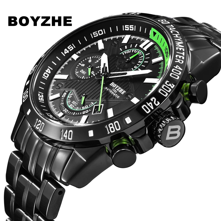 

Watch Men BOYZHE Top Luxury Brand Mechanical Watches Multifunction Stainless steel Waterproof Male Watch men's watch automatic