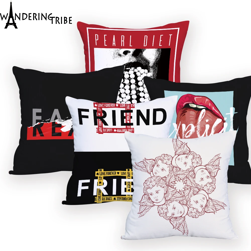 

Letter Geometirc Pillow Case Colorful Decorative Pillow Customized Cover Cushion Character Home Decoration Personalized