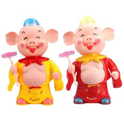 Китайский новый год Милый Свинья светодиодный освещение Танцы Музыка электрическая игрушка детский подарок