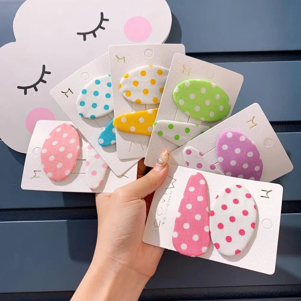 

Korean Japan Fabric Dot Oval Water Drop Cute Children Girl Kids BB Hairpins Hair clips Head wear Sets Accessories-SWC5