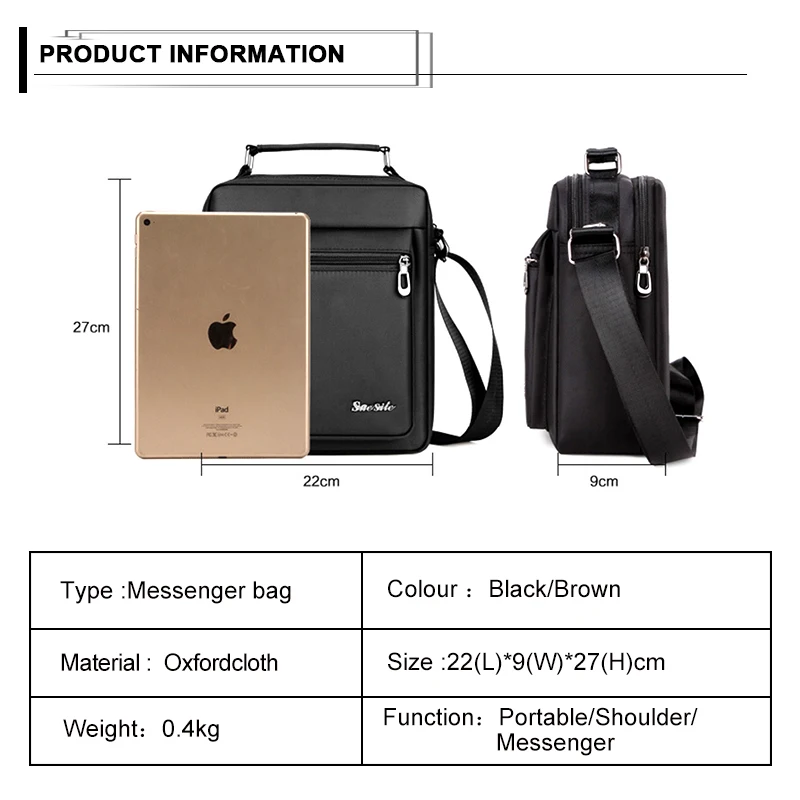 Bolsos de mensajero de oxford para hombre versátiles de negocios casuales de un solo hombro bolso de mano de diseño sólido resistente al agua Bolsos de mensajero de oxford para hombre versátiles de negocios casuales de un solo hombro bolso de mano de diseño sólido resistente al agua