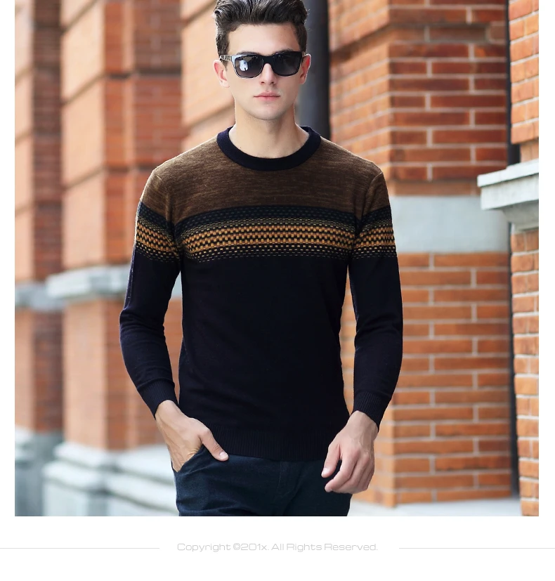 Классический стиль, мужские шерстяные свитера, пуловер высокого качества, шерсть, мужские свитера с круглым вырезом, осень и зима, вязаный Повседневный свитер