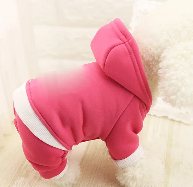 Свитер для собак толстый теплый фланелевый костюм осенние и зимние модели Одежда для собак чихуахуа плюшевый Кот одежда толстовка Удобная - Цвет: Розовый