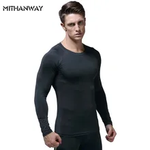 Для мужчин с длинным рукавом футболки для бега рубашка Фитнес Tight Теннис Футбол Джерси тренажерный зал быстросохнущая Сжатия спортивной одежды