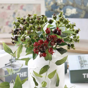 1pc New 25cm Glass Berries Artificial Flowers Red Simulation Pomegranate Fruit Wedding Home Decoration Accessories Fake Flower