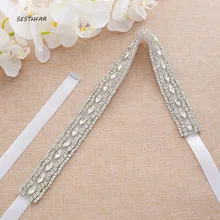 Стразы пояс невесты свадебное платье с жемчугом пояс ручной работы Серебряный Хрустальный пояс для свадебных аксессуаров J197S