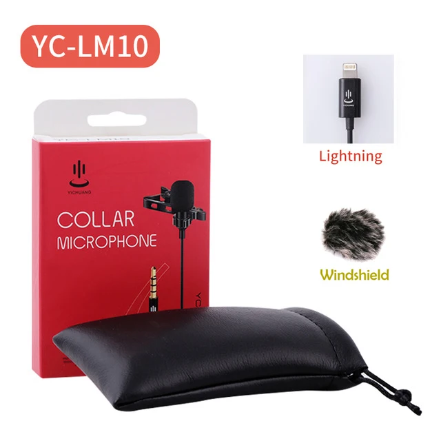 Lavalier Audio Video Microphone Clip-On Condenser Mic Recorder For 3.5mm Lightning phone iPhone Xiaomi Camera VS BOYA LM10 - Цвет: Черный
