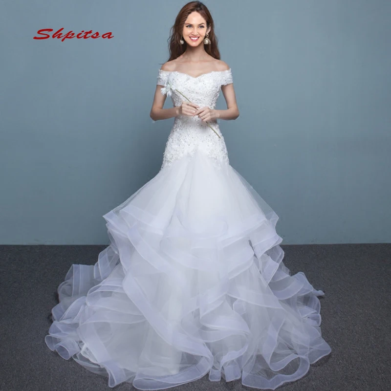 

Lace Mermaid Wedding Dresses Tulle Plus Size Bride Bridal Weding Weeding Dresses Wedding Gowns 2019