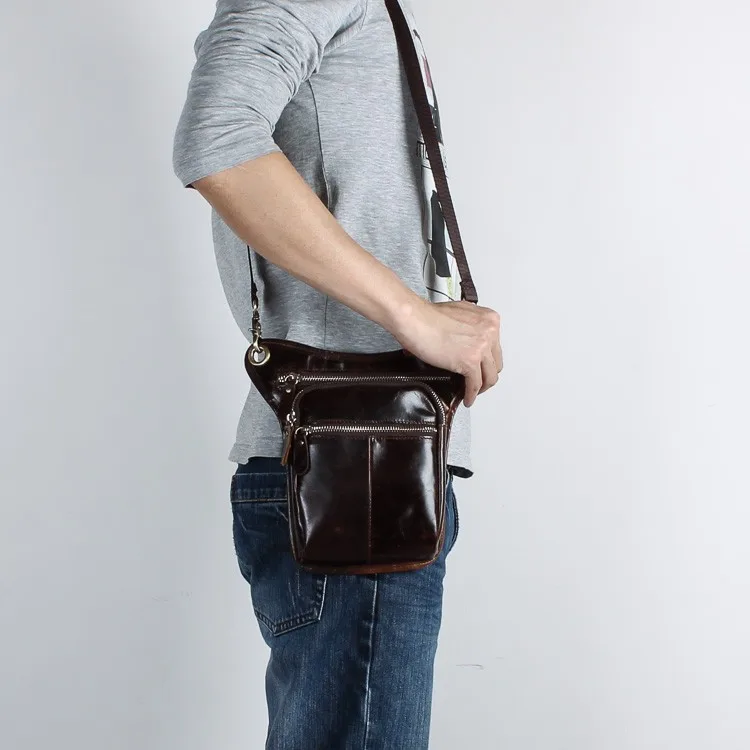 Натуральная кожа сумка-мессенджер сумок для мужчин талия на ремне воловьей кожи Crossbody сумки маленький человек сумки