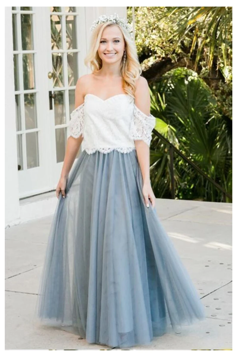 off the shoulder lace top wedding dress