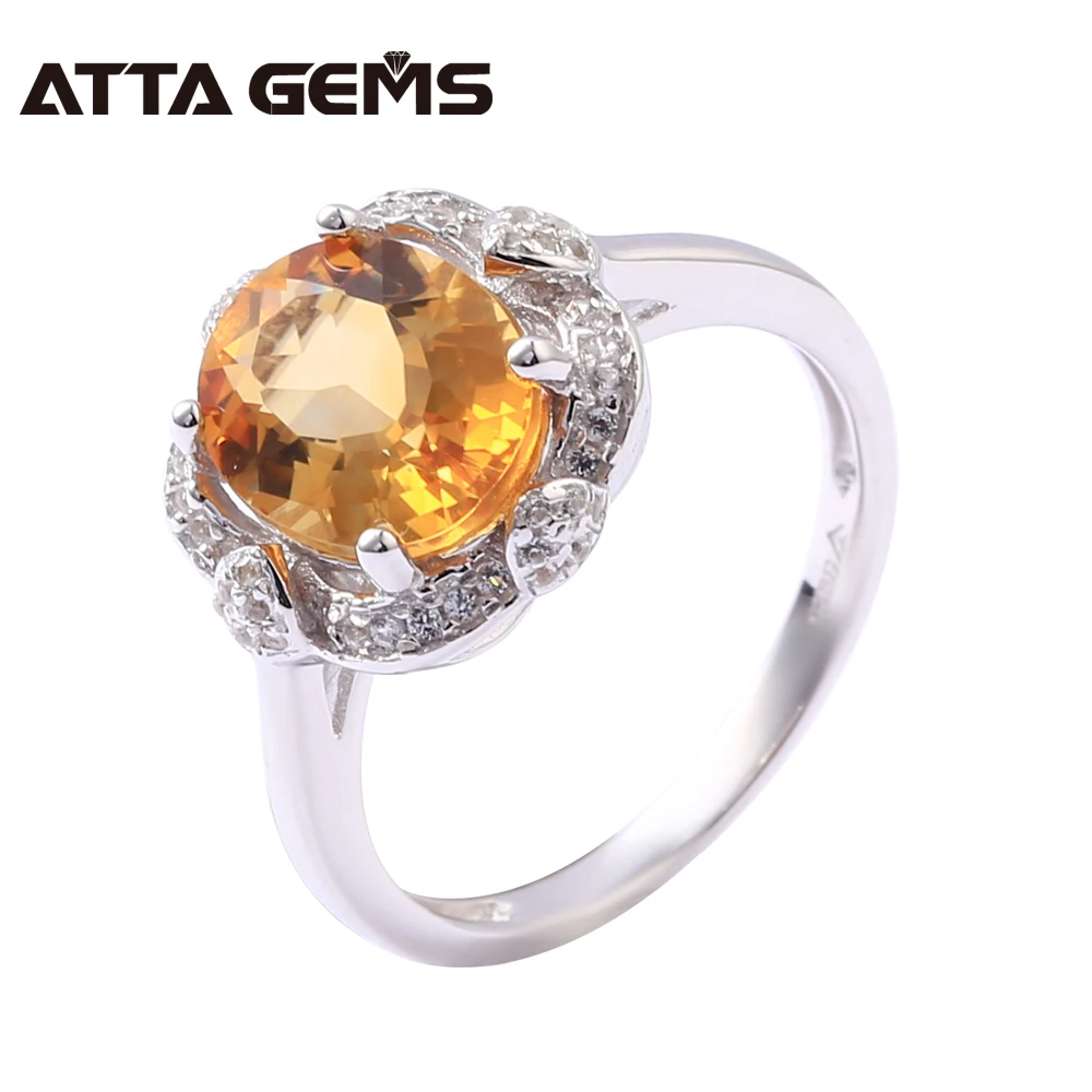 

Natural Citrine Silver Rings Women Wedding Band Engagement Sterling Silver Rings 2.9 Carats Natural Citrine Gemstone Women Rings