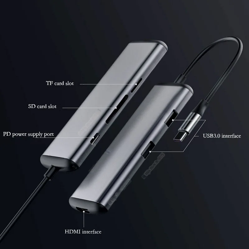 Xiaomi Youpin hagides usb type-C зарядный адаптер 6 в 1 type C TF/SD/PD/2 USD 3,0/HDMI мужчин и женщин зарядный конвертер