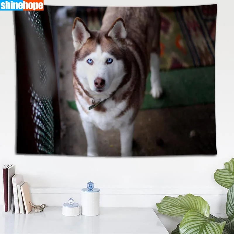 Husky Tapestry Animals Dogs Wall Hanging Wall Tapestry Psychedelic Farmhouse Decor Dorm Room Wall Carpet Wall Blanket - Цвет: Tapestry 8
