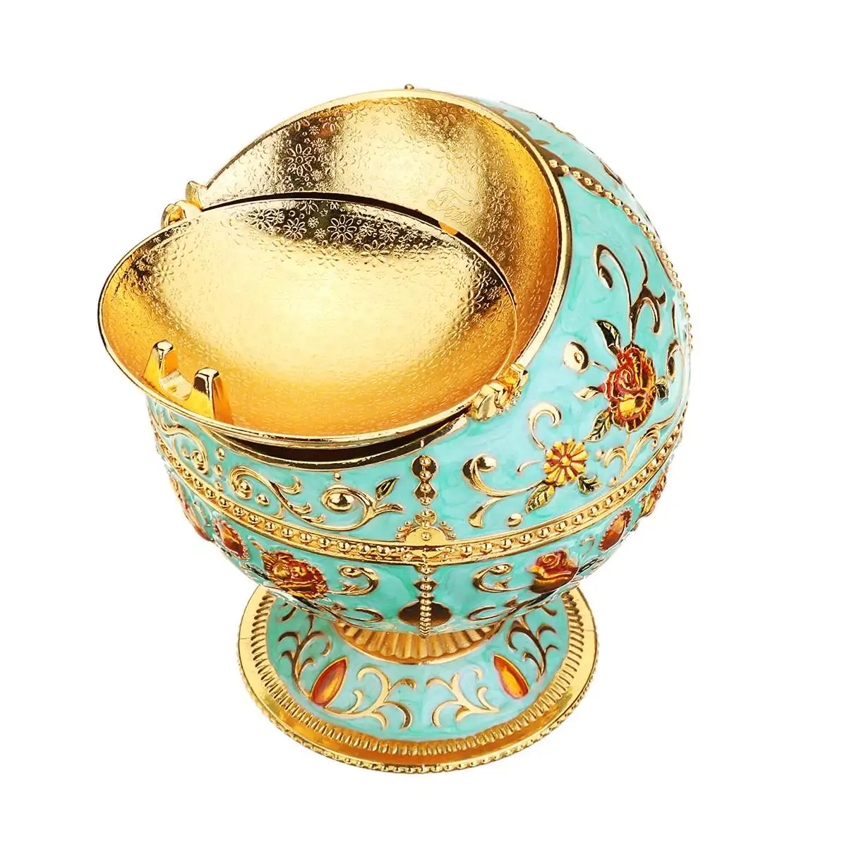 Light Green Rose Европейский Стиль Винтаж Ретро пепельница для сигарет сплава золы хранения Чехол сигареты пепельница, для курения аксессуары - Цвет: Light Green Rose