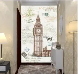 Бесплатная доставка Пользовательские-современный 3d росписи ретро ностальгия Лондонский Биг-Бен вход коридор для ТВ фоне росписи обоев