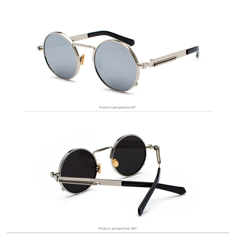 Zilead стимпанк круглые металлические солнцезащитные очки для мужчин и женщин зеркальные солнцезащитные очки Брендовые дизайнерские ретро винтажные UV400 Солнцезащитные очки