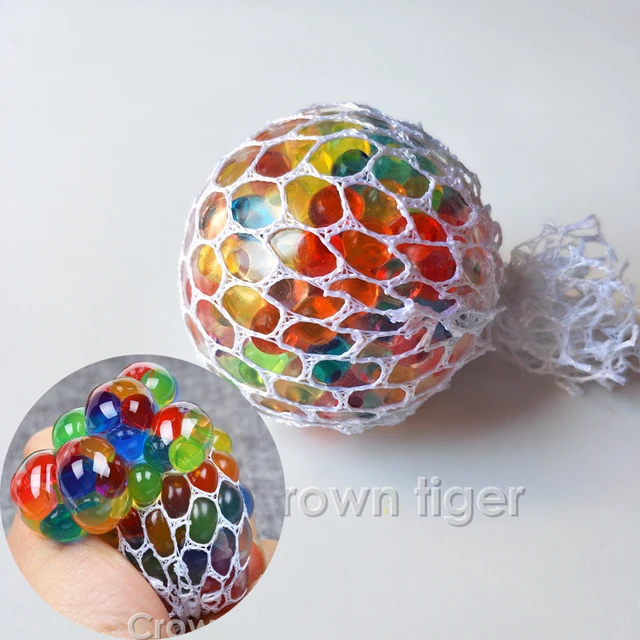 Best Price rainbow Funny anti Stress Ball toy Novetly Squeeze Ball Hand Wrist Exercise stress reliever Toy Squishy mesh ball decompression