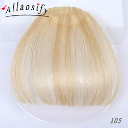 Allaosify наращивание волос плоская воздушная бахрома Передняя челка с заушниками синтетические волосы цельный Прямой зажим в
