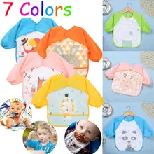 Футболка с длинными рукавами для всего тела Водонепроницаемый с рисунками зверей из мультфильмов для кормления Bib Арт Фартук Слюнявчик силиконовые ежедневного нагрудники