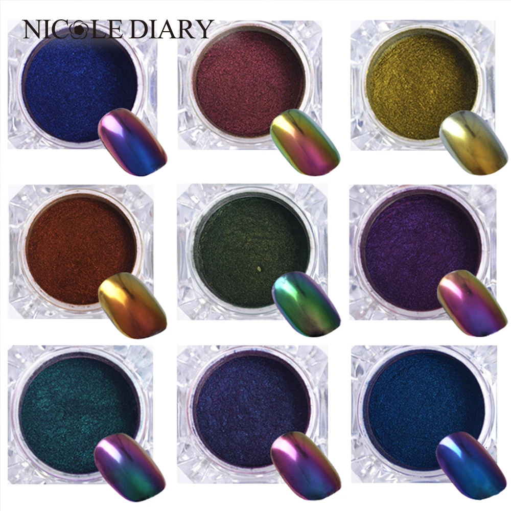 0 5G Top Grade Chameleon Nail font b Glitter b font Powder Dust Manicure Nail Art