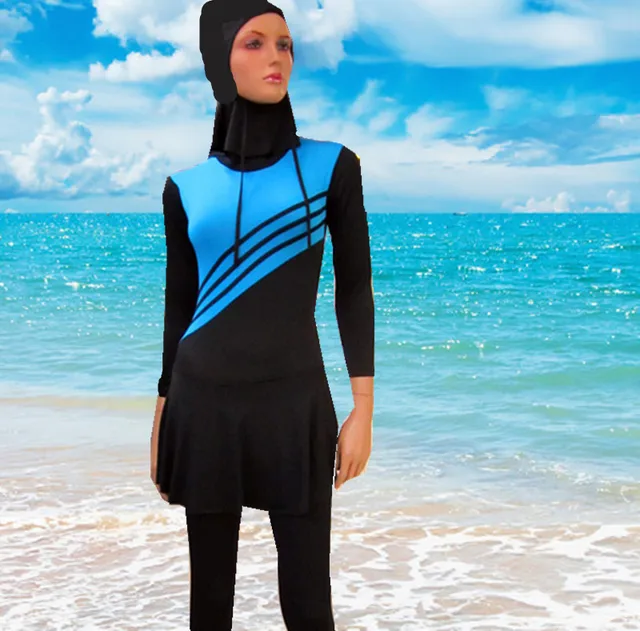 Full Cover Swimwear Women Hijab Muslim Swimsuit Plus Size Conservative One piece Bathing Suit