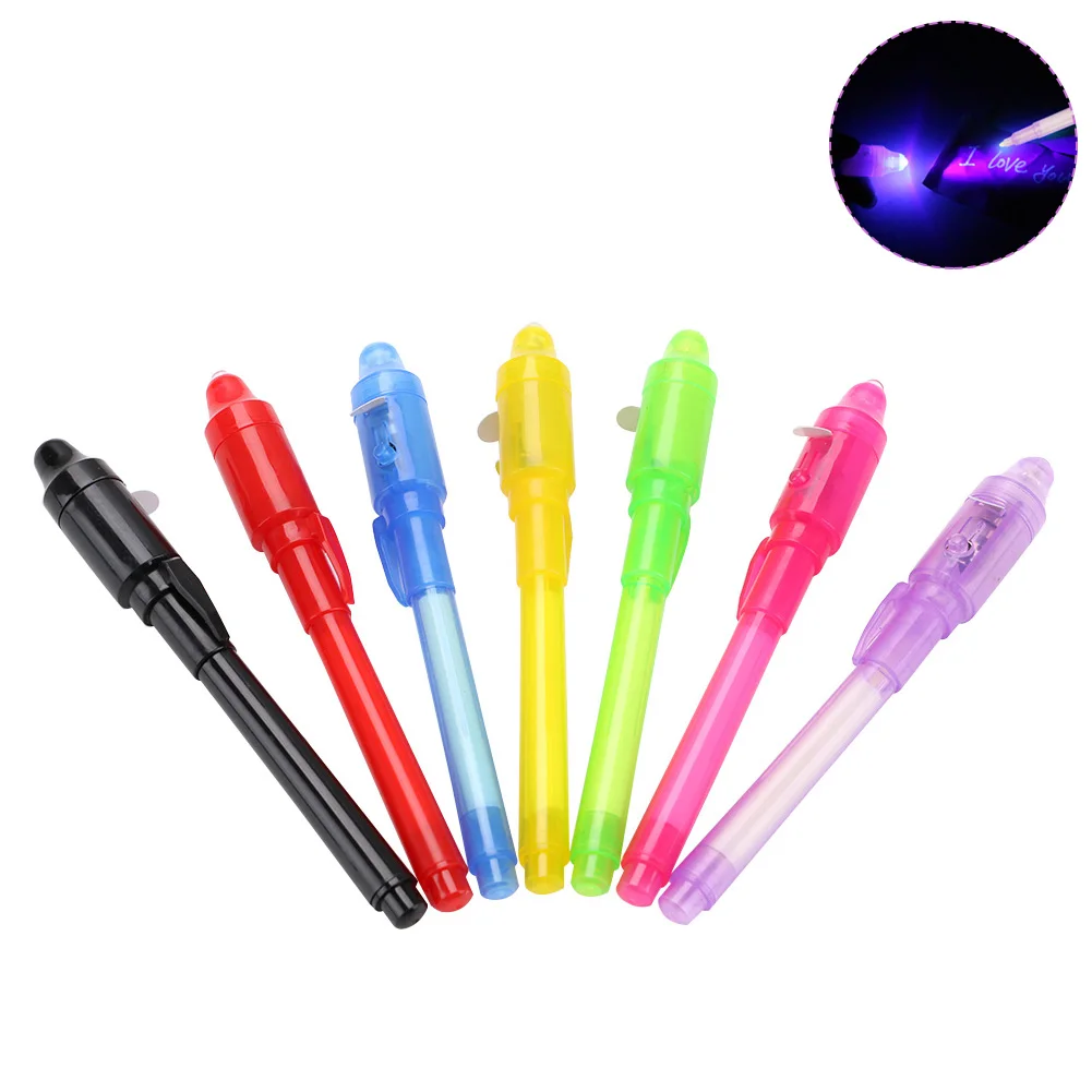 

1PCS Office Drawing Magic Highlighter 2 in 1 UV Black Flashlight Combo Creative Stationery Invisible Ink Penlight With Battery