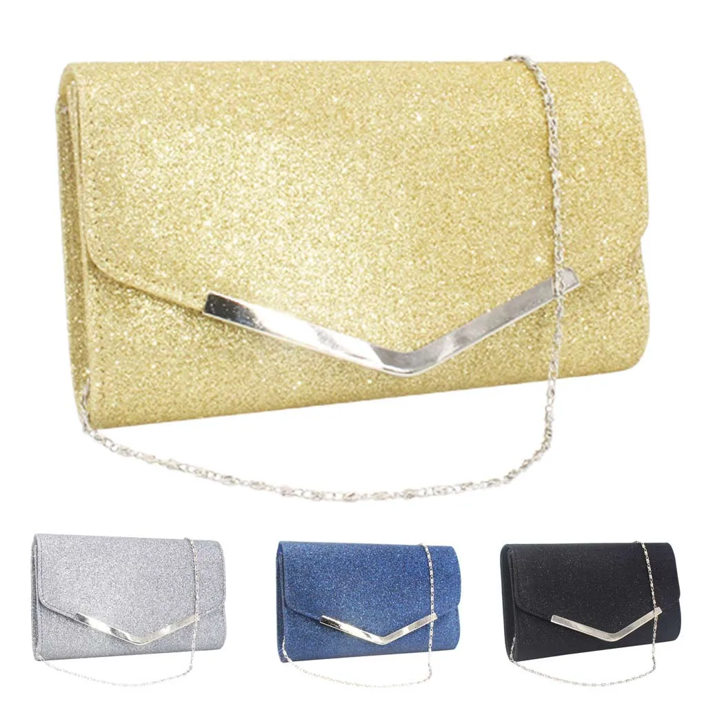 

Chain bag evening bag Solid Shining Cocktail Party Bag Chain Phone Evening Bag