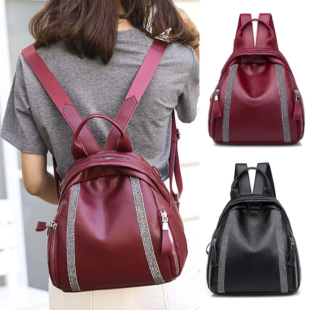 

Hot Women Lady Girl Backpack Small PU Zipper Large Capacity For Mobile Phone Keys Cosmetics BVN66
