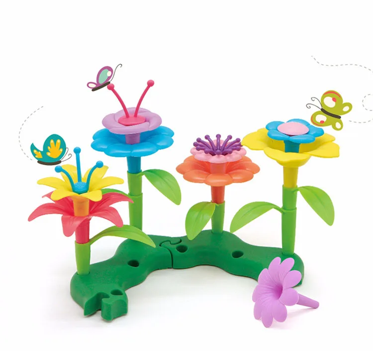 54 шт. DIY цветок построить букет мечта сад девушки цветок соединяющие блоки, игрушки развивающие творческие ролевые игрушки