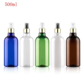 

12pcs 500ml white clear green blue brown Refillable gold collar Press Pump Spray Bottle Liquid Container Perfume Atomizer Travel