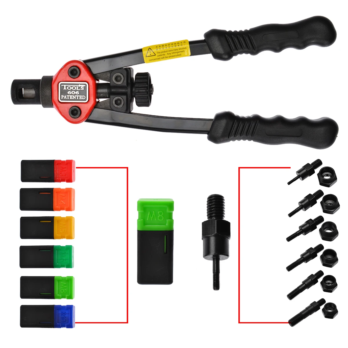 New Auto Riveting Tool Nut Tool Blind Riveter Nut Gun Heavy Hand Tool Manual Mandrels M3/M4/M5/M6/M8/M10 Rivet Head