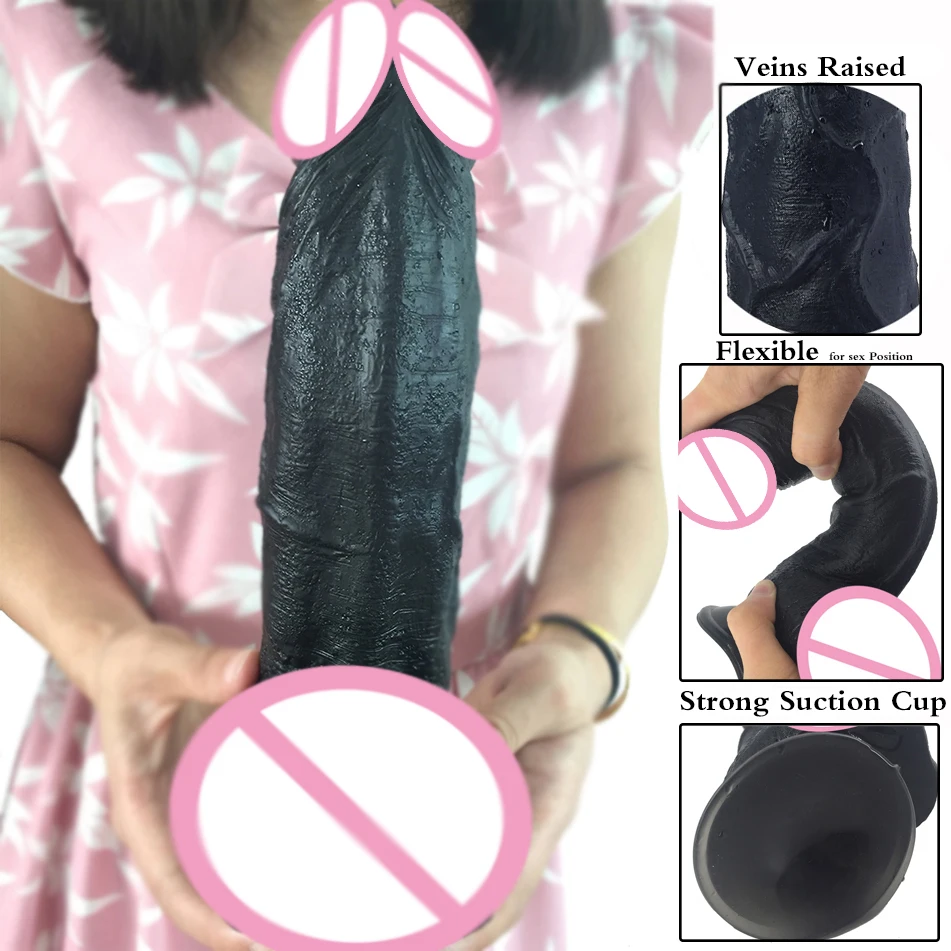  Brand Black Dildo Long Dildos Big 24*5.7cm Huge Dildo Large Dong Realistic Penis Anal Toy for Women Adult Erotic Sex Product Hot 
