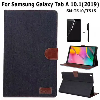 

Jeans Case for Samsung Galaxy Tab A 10.1 SM-T510 SM-T515 10.1 inch 2019 New Tablet Funda Capa Cover+Screen Film+Pen