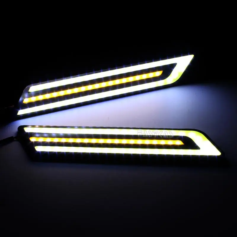

Daytime running Light Car Styling LED DRL Light Fog Lamp White DRL Yellow Turning Signal Flexible Day Light Cars Running Light