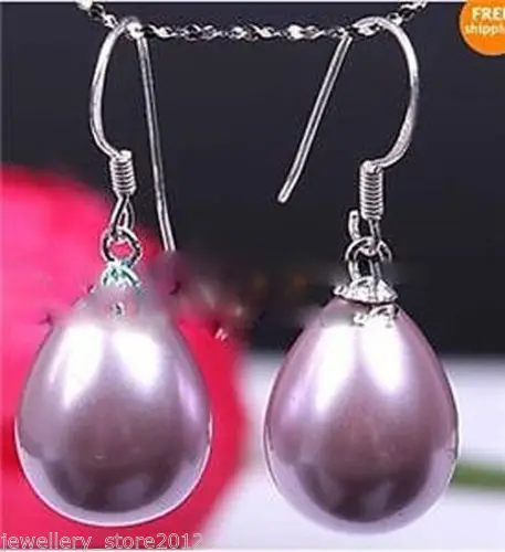 

Hot sale new Style >>>>Stunning!Purple Sea Shell Pearl Earring AAA