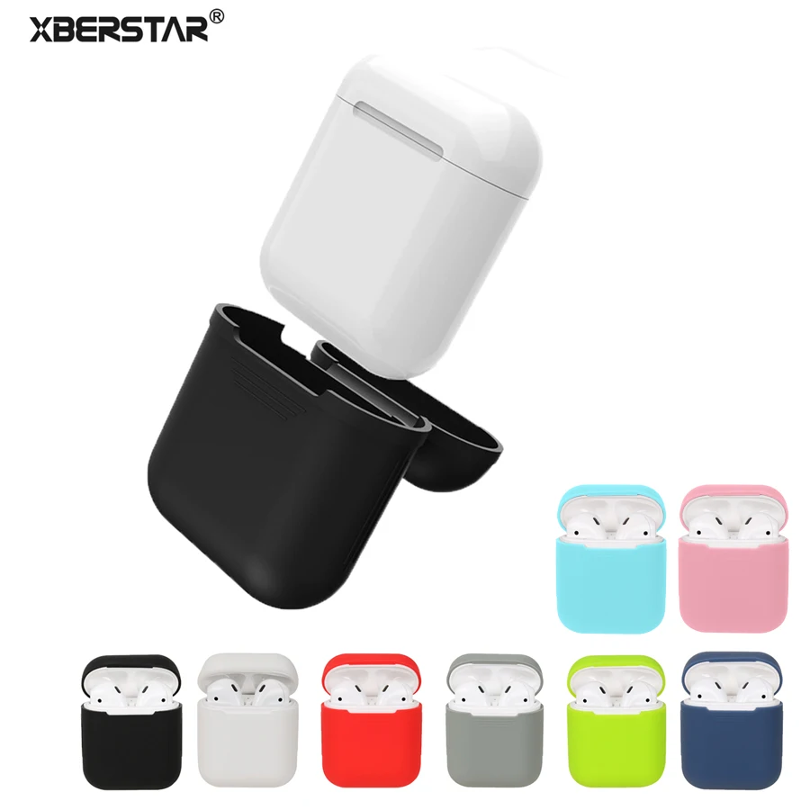 

XBERSTAR For Apple AirPods Silicone Case Shock Proof Protector Sleeve Skin Cover for AirPods True Wireless Earphone Cases Cover