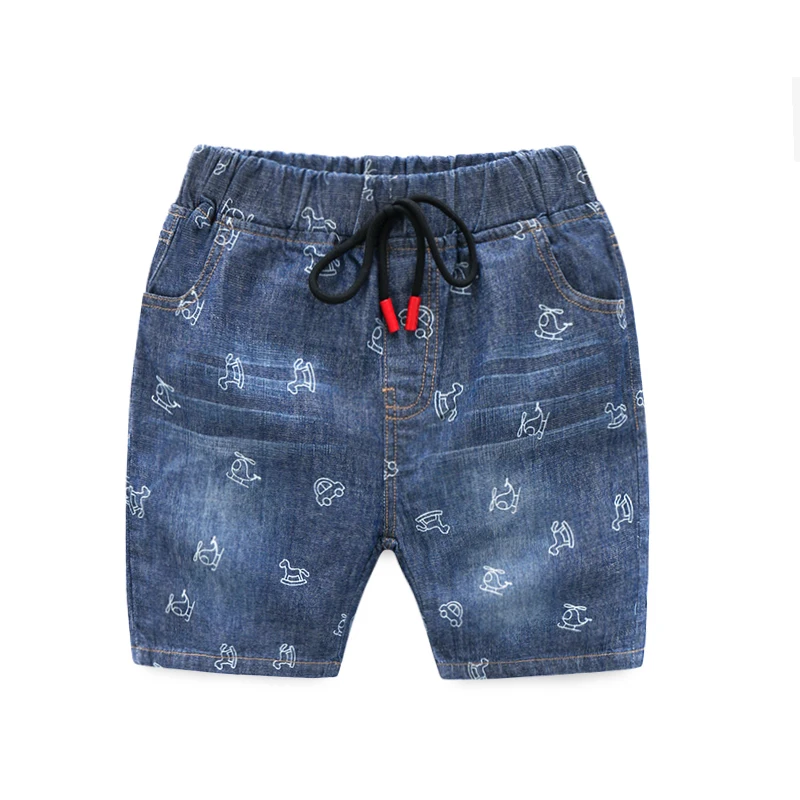 

Kids Boys Jeans Shorts Cartoon Car Print Children's Denim Short Pants Pockets Cotton Toddler Boy Cool Infant Jeans Shorts