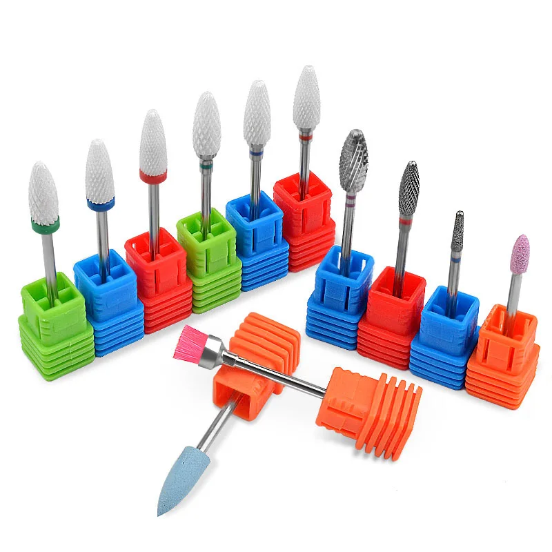 

1PC Ceramic Nail Art Drill Bits Electric Manicure Machine Tungsten Bullet Bit Gel Polish Cuticle Remover Strong Nail Drill Tool