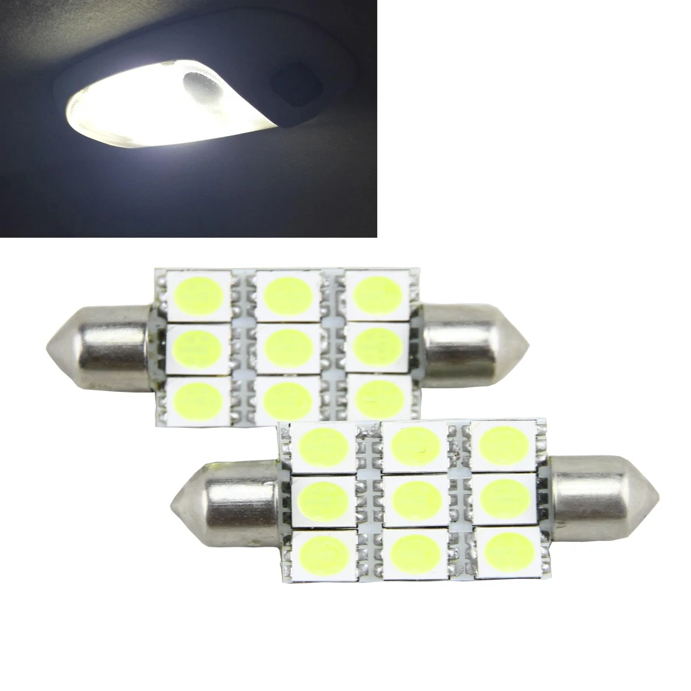 4x 39mm 1.54" inch 5050 9SMD LED Car Festoon Map Dome Interior White