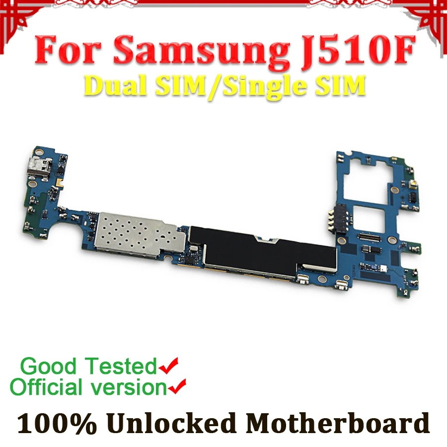 Материнская плата для Samsung Galaxy J5 J510F материнская двух SIM карт/одной карты с полным