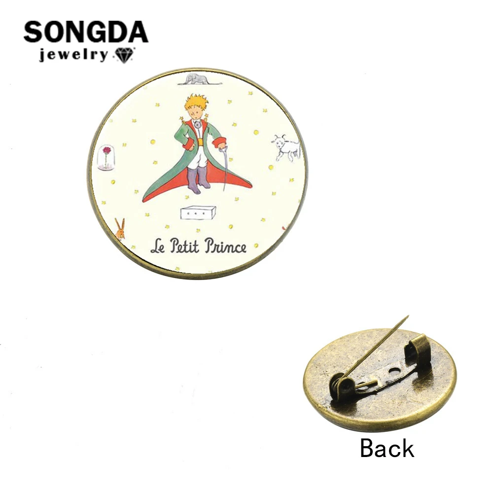 

SONGDA The Little Prince Brooch Little Prince Fox Rose Comic Printed Glass Dome Lapel Pin Badge Hat Clothes Backpack Accessories