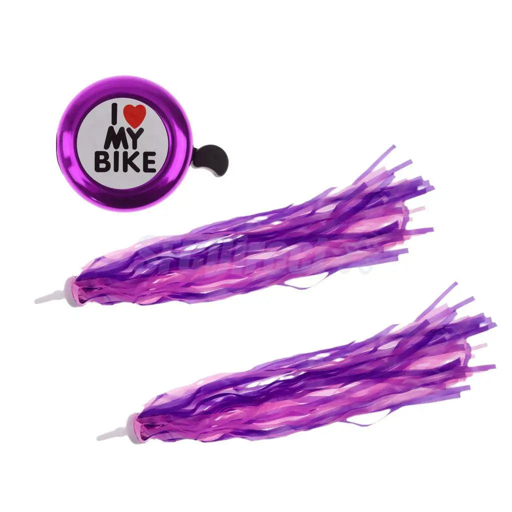 Bike Bicycle Cycling Tricycle Kids Girls Boys Handlebar Streamers Tassels + 22mm Handlebar Ring Bell Horn