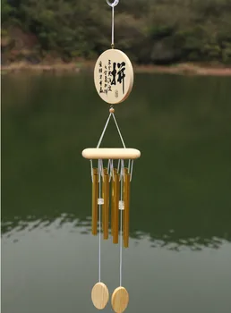 

8 Copper Alloy Metal Tubes Solid Wood Bronze Antirust Sound Chinese Characters Wind Chimes Door Yard Hanging Birthday Gifts