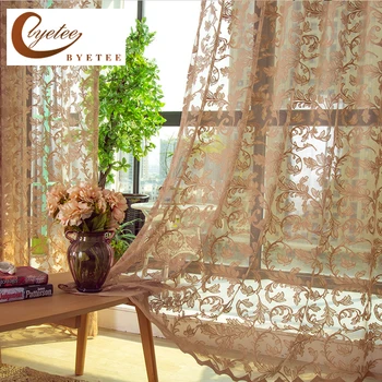 

[byetee] Tulle Sheer Kitchen Organza Luxury Voile Curtains Doors For Window Living Room Bedroom Window Curtains Yarn Drapes