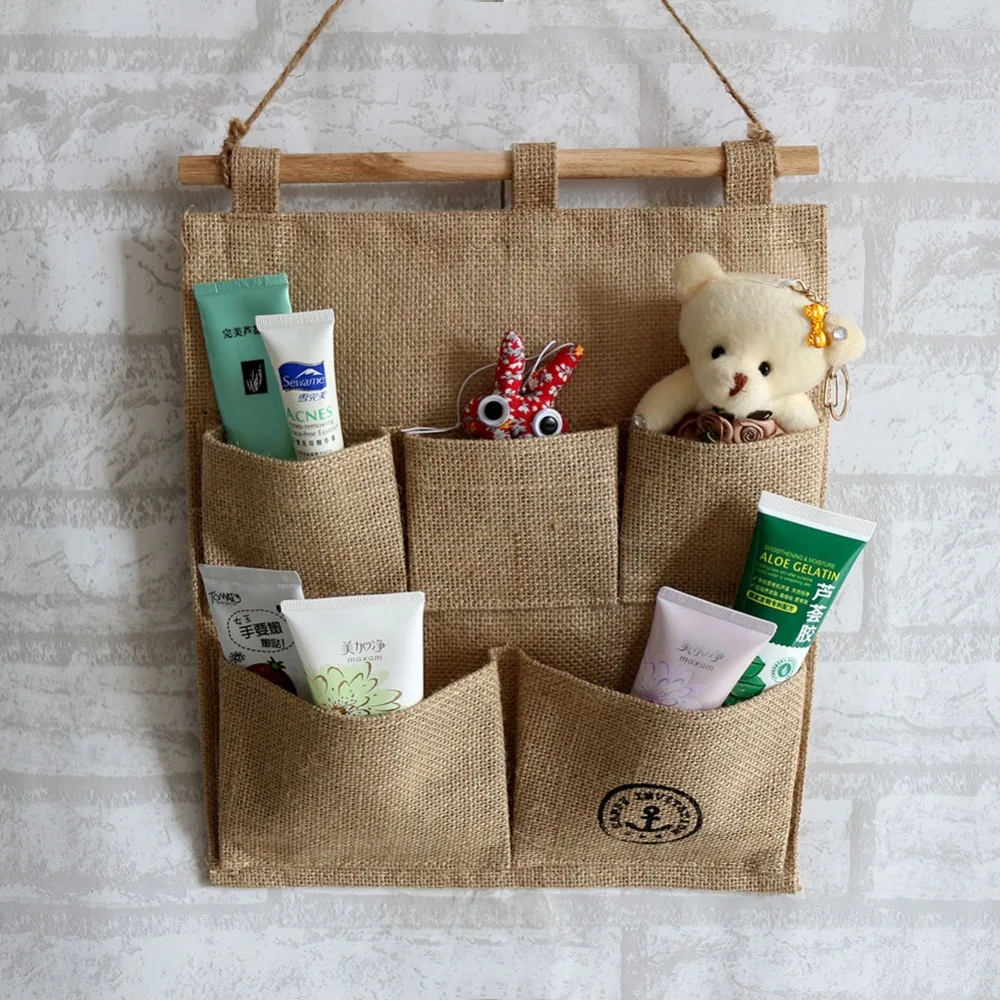 Tela colgando estante De pared De tela bolsillos del colgante De pared