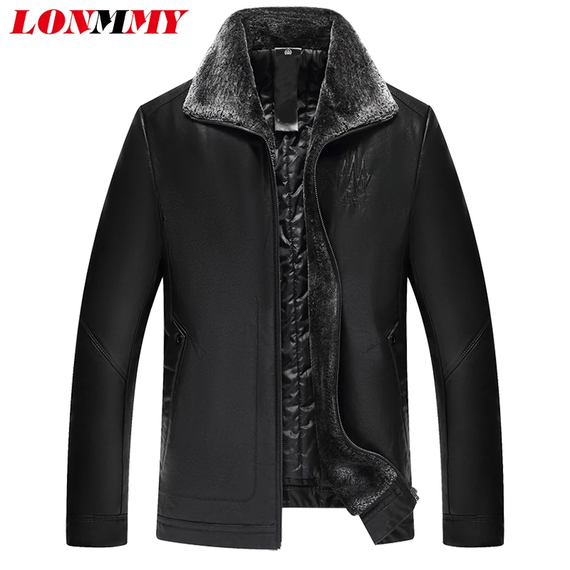 LONMMY 7XL 6XL Male leather jacket faux Suede PU Plush liner keep warm winter jacket men clothes 2018 fur coat men Black Brown