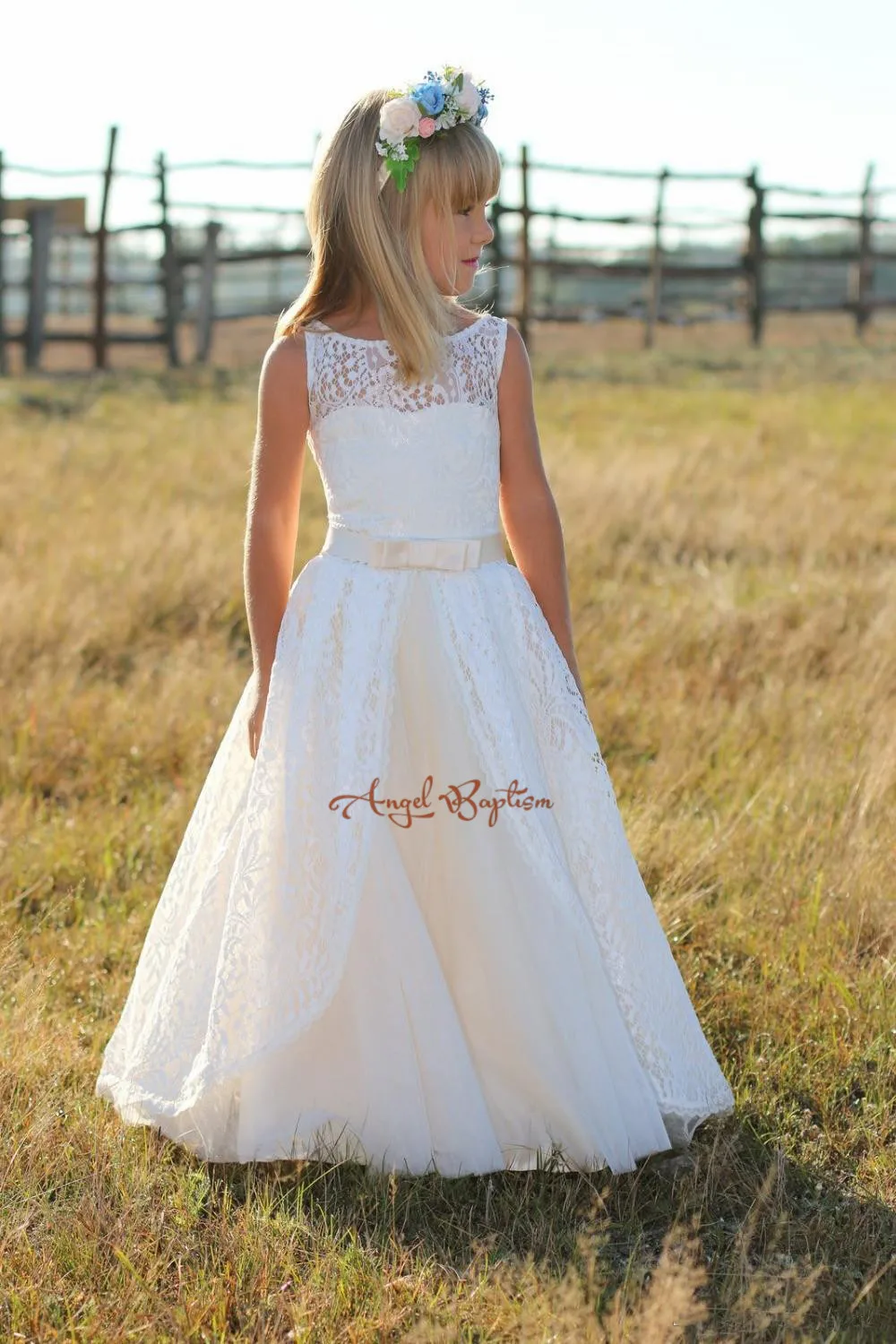 country lace flower girl dresses