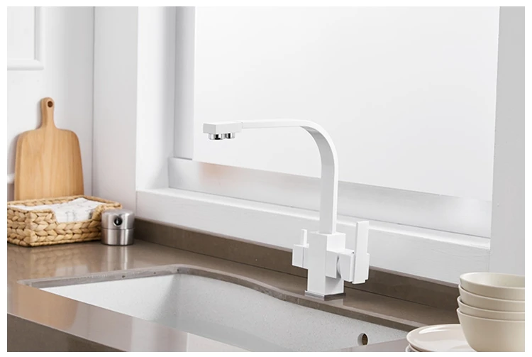 3 Way Drinking Water Faucet Water Filter Purifier Kitchen Faucet Black Hot Cold Mixer Basin Tap 360 Swivel Kitchen Faucet 0178H