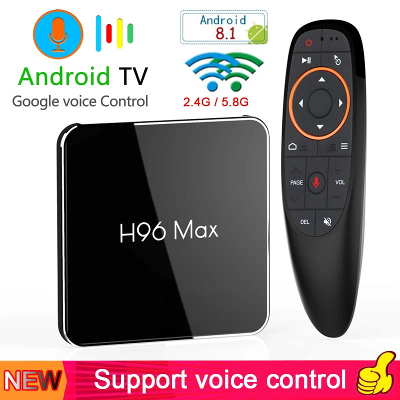 

H96 MAX X2 Google voice control Android 8.1 TV Box 4GB 32GB Amlogic S905X2 Quad Core BT 2.4G/5.8G Wifi 4K H.265 Media Player