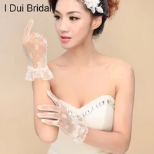 Черный, красный, белый короткий цвет слоновой кости кружева свадебные перчатки свадебные аксессуары вечерние кружевные перчатки